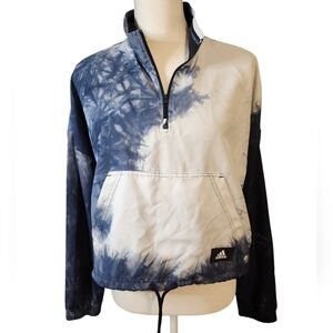 Adidas blue tie dye‎ cropped windbreaker